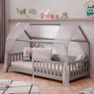 Cama Infantil Montessoriana Casa em Madeira Maciça Solteiro 90x190cm com Estrado Nina