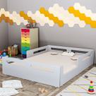 Cama Infantil Montessoriana Casal Branca Dobrável com Grade