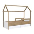 Cama Infantil Montessoriana Casinha Completa Móveis com 2 Gavetas Marrom e Branca Cama Infantil Montessoriana Casinha Completa Móveis com 2 Gavetas Marrom e Branca