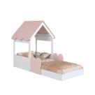 Cama Infantil Montessoriana com Casinha Infanto Branco / Rosa Milkshake