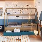 Cama Infantil Montessoriana com Gavetões Inferiores Aveiro Oak/Azul Secreto Cama Infantil Montessoriana com Gavetões Inferiores Aveiro Oak/Azul Secreto