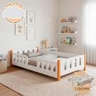 Cama Infantil Montessoriana Melissa com Grade Colchão Juvenil e Luminária Nuvem Led - Branco