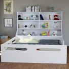 Cama Infantil Montessoriana Padrão Casal Com Estante E Baú Em MDF