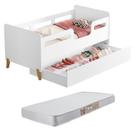 Cama Infantil Montessoriana Proteção Lateral Cecilia em MDF com pés de madeira retro com Auxiliar Sapateira Com 1 Colchão Incluso D20