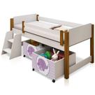 Cama Infantil Paty Branco com Mel com Baú Adesivado Filhote Lilás