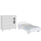 Cama Infantil Sol Cômoda Bebe Tedy 4 Gavetas 100%MDF Peroba -
