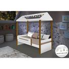 Cama Infantil Solteiro Design Montessoriana Sara com Led Divaloto - Branco/amêndoa