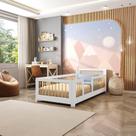 Cama Infantil Solteiro Montessoriano com Rattan Wave Casatema Branco/Natural
