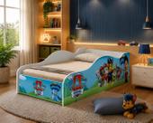 Cama Infantil Solteiro Patrulha Canina Montessoriana Estrutura Reforçada e Proteção Lateral
