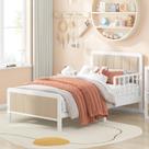 Cama Infantil Timy com Cabeceira Estofada e Estrutura de Metal Branco