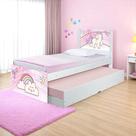 Cama Infantil Unicórnio K02 com Cama Auxiliar MDF-MDP Branco D'Rossi