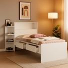 Cama Isa Solteiro Com Bau gavetas prateleiras e Nicho Para Quarto Estilo Moderno e Minimalista feita em MDF Cama Isa Solteiro Com Bau gavetas prateleiras e Nicho Para Quarto Estilo Moderno e Minimalista feita em MDF