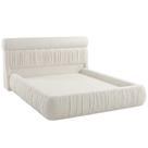 Cama Japonesa Casal Estofada com Cabeceira Sora Bouclé Gelo - Nexta Casa