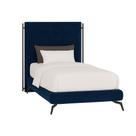 Cama Japonesa com Cabeceira Almeriaharu Solteiro Pés Alumínio Veludo Azul - Sallar Home