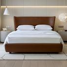 Cama Japonesa com Cabeceira Corea Seo Casal material sintético Marrom - Sallar Home