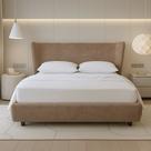 Cama Japonesa com Cabeceira Corea Seo Casal Veludo Nobre Marrom Clarinho - Sallar Home