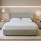 Cama Japonesa com Cabeceira Corea Seo Casal Veludo Nobre Verde Clarinho - Sallar Home