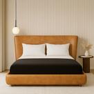 Cama Japonesa com Cabeceira Corea Seo King material sintético Caramelo - Sallar Home