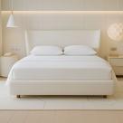 Cama Japonesa com Cabeceira Corea Seo King material sintético Off White - Sallar Home
