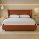 Cama Japonesa com Cabeceira Corea Seo Queen Linho Terracota - Sallar Home