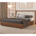 Cama Japonesa com Cabeceira em LED Seo-Yeon King material sintético Caramelo / Linho Off White - Sallar Home