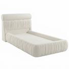 Cama Japonesa Solteiro Estofada com Cabeceira Sora Bouclé Gelo - Nexta Casa