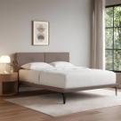 Cama Japonesa Toquio Queen com Cabeceira Almofada Linho Marrom