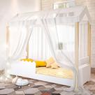 Cama Jéssica Solteiro Branco com Voal Branco e LED