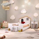 Cama Juvenil Belissima Preta com Colchão para Quarto Infantil e Design Funcional - Branco/nature