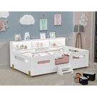 Cama Juvenil Mary com Escada Led e Nicho Branco/mel