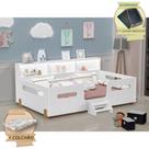 Cama Juvenil Mary com Escada Led e Nicho + Colchão Branco/mel + Acompanha Lousa Mágica