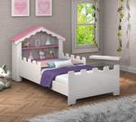 Cama Juvenil Princesa com colchão Branco/Rosa- Vitamov