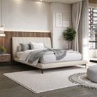 Cama King Estofada Linho com Cabeceira Moon