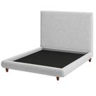 Cama King Pés Madeira Emma com Cabeceira Parise Linho Cinza Claro - Nexta Casa