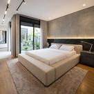 Cama King Sofisticada Grande Estofada Moderna com Cabeceira Cor:Linho Ocre