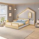 Cama Lift Reversível Casal e Moldura com Led New Garden Casatema Natural/Branco Cama Lift Reversível Casal e Moldura com Led New Garden Casatema Natural/Branco