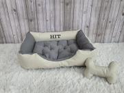Cama M Cinza e Bege Pet Colchão para Cachorro Caminha M Caes e Gatos Personalizada com Nomes
