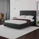Cama Moderna Aspen Casal Box com Cabeceira Estofada Base Flutuante PU Preto G99 - Gran Belo