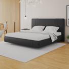 Cama Moderna Aspen King Box com Cabeceira Estofada Base Flutuante PU Preto G99 - Gran Belo