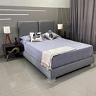 Cama Moderna Luxo Com Cabeceira Módena Linho Cinza RBL King 1,95 X 2,05