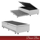 Cama Monte Carlo Box Baú Solteiro 2 Pistão Revestimento Sintético Branco