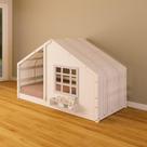Cama Montessori Cama Montessoriano Casinha com Cortina Madeira Maciça Branco-rosa Housin Cama Montessori Cama Montessoriano Casinha com Cortina Madeira Maciça Branco-rosa Housin