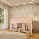 Cama Montessori Casinha Bela Madeira Maciça Branco-rosa Solteiro Housin Cama Montessori Casinha Bela Madeira Maciça Branco-rosa Solteiro Housin