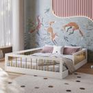 Cama Montessoriana Casal Ana 144,8x195x36cm Branco/Amadeirado