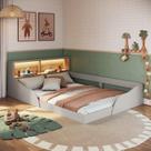 Cama Montessoriana Casal Infantil com Protetor e Iluminação Led Lille Arenas