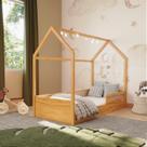 Cama Montessoriana Casinha com Tela Rattan Divertidamente Nature