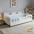 Cama Montessoriana Completa Nina com Colchão com Enxoval e Trança Azul 2,5m