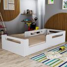 Cama Montessoriana Infantil Branca com Proteção Lateral Segurança e Autonomia