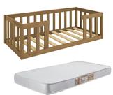 Cama Montessoriana Infantil Cor Nogueira com Colchão