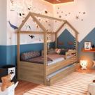 Cama Montessoriana Infantil Estilo Casinha Com Cama Auxiliar